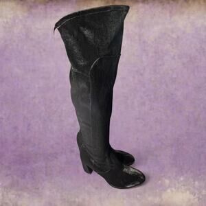 Marc fisher black velvet over knee boots